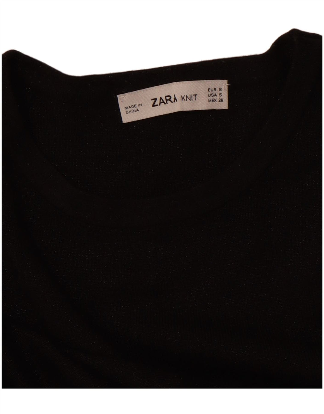 ZARA Mujer Vestido Jersey Manga 3/4 UK 40 Small Negro