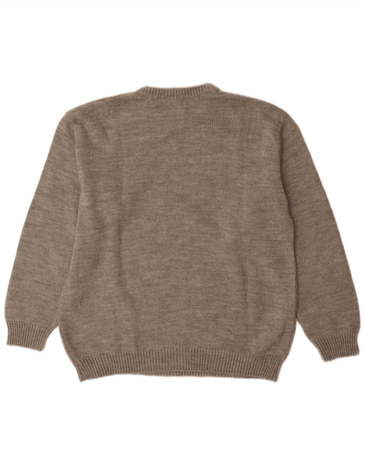 Alcatraz - Jersey de cuello redondo para hombre, lana geométrica gris grande