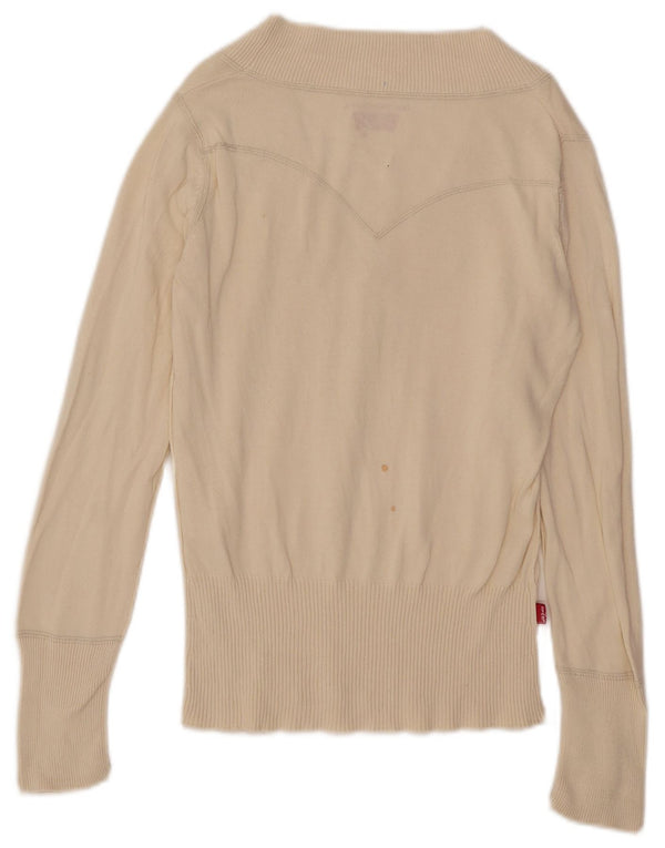 Levi's Suéter tipo jersey con cuello en V para mujer UK 12 Medium Off White