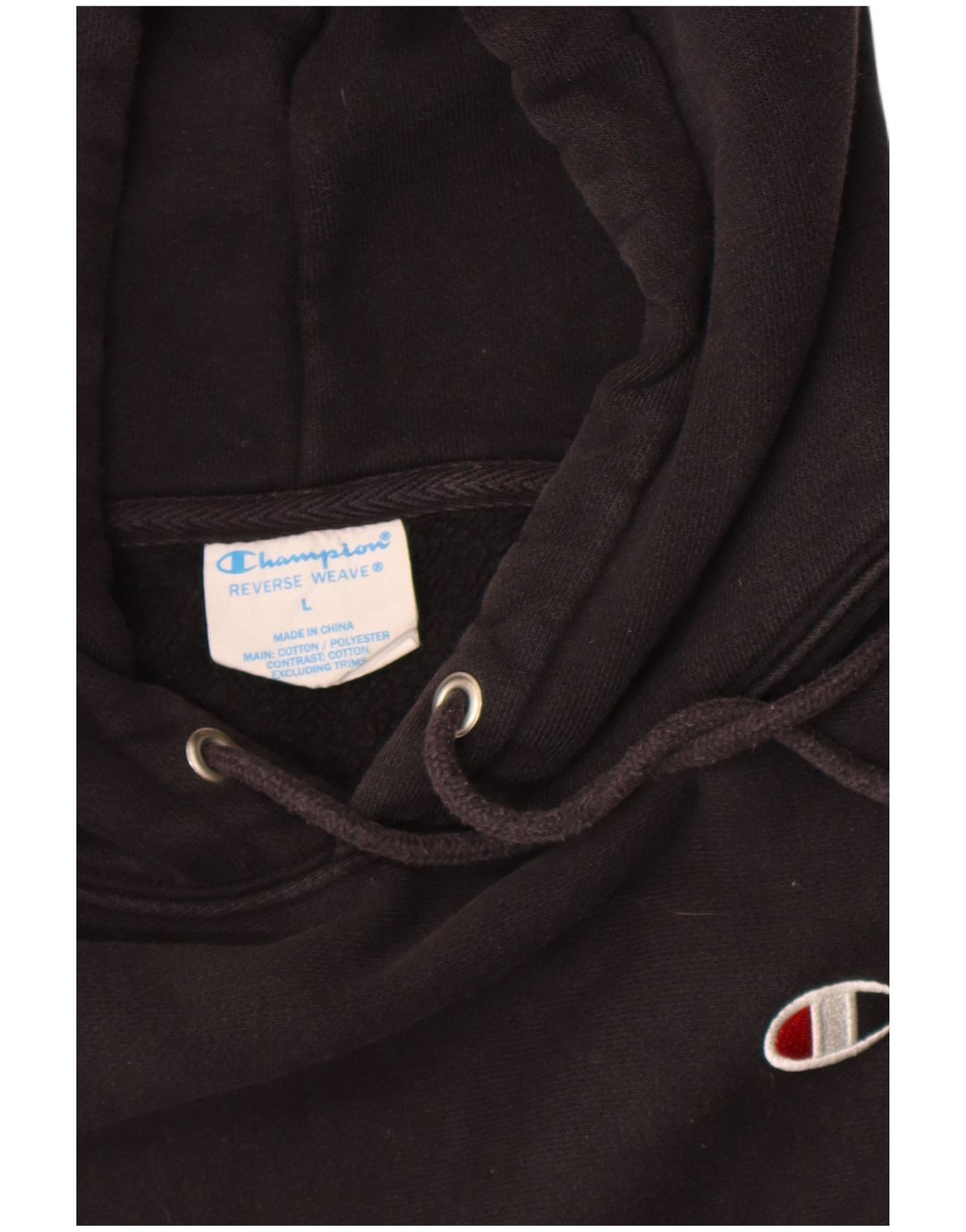 Champion Sudadera con capucha de tejido inverso para hombre, talla grande, algodón negro