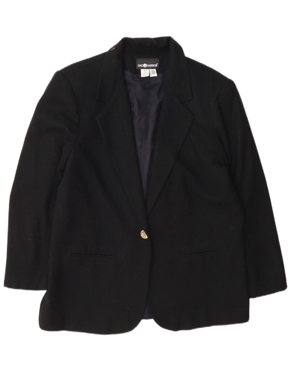 Sag Harbor Chaqueta Blazer de 1 Botón para Mujer UK 44 Grande Lana Negra