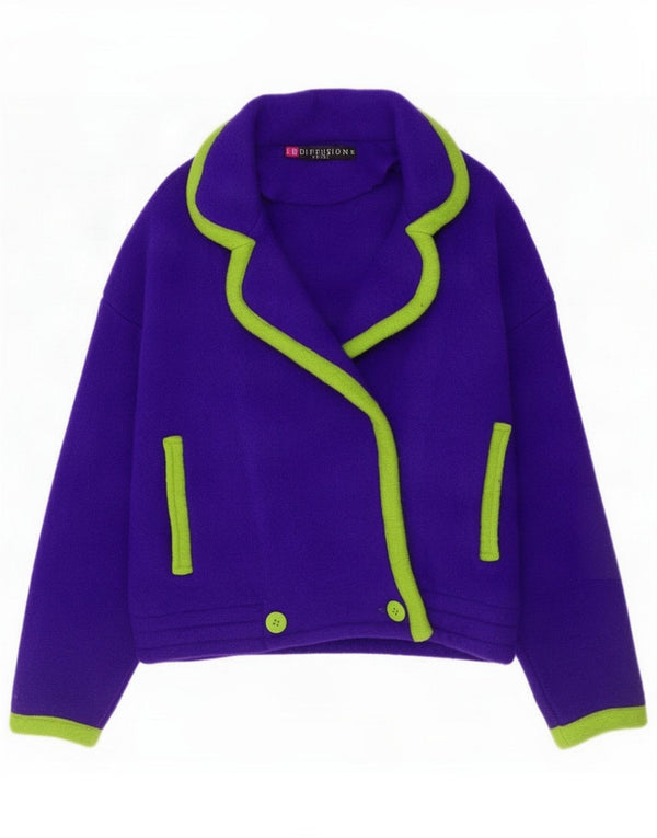 I.B Diffusion Chaqueta tipo blazer con doble botonadura para mujer, talla 44, color morado mediano