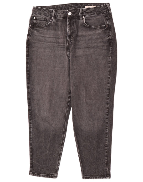 Marks & Spencer Jeans Mom Tapered Cropped para Mujer UK 40 Large W32 L25 Gris