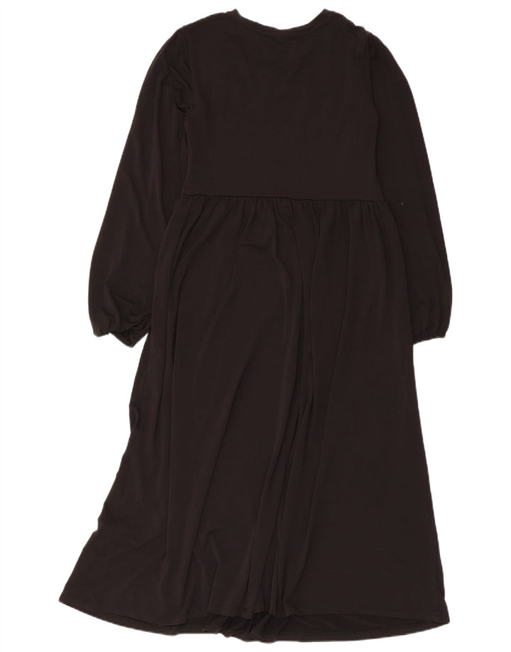 Zara Mujer Maxi Vestido De Manga Larga UK 42 Mediano Negro