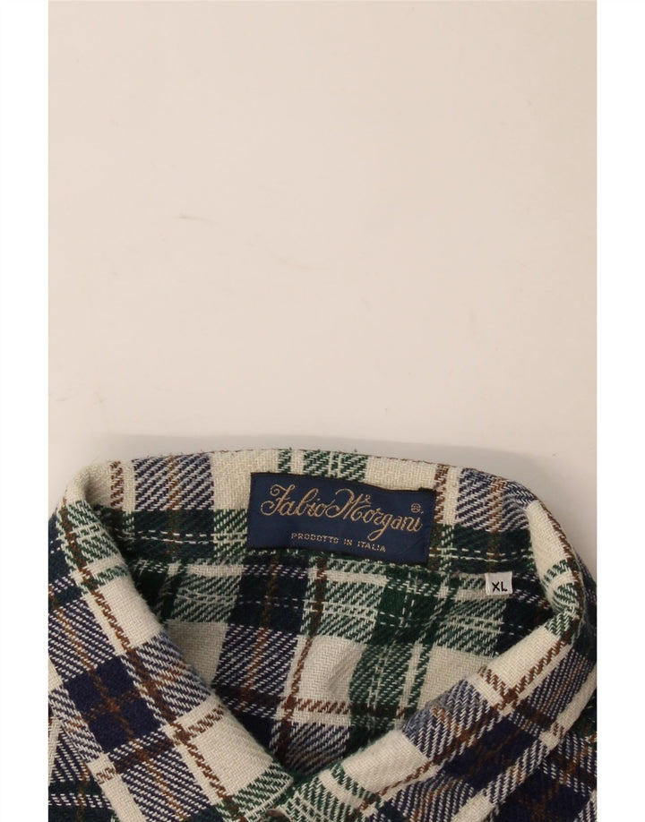 Camisa de franela vintage para hombre XL Cuadro multicolor