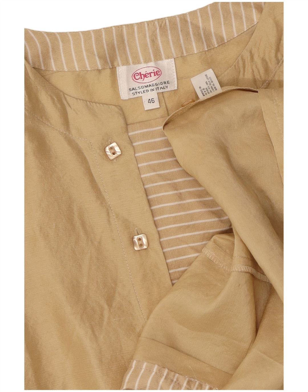 CHERIE Blusa para Mujer Top IT 46 Grande Seda Beige