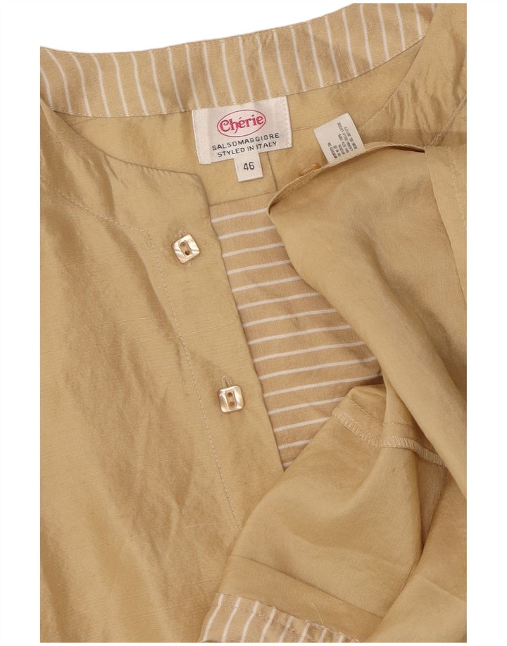 CHERIE Blusa para Mujer Top IT 46 Grande Seda Beige