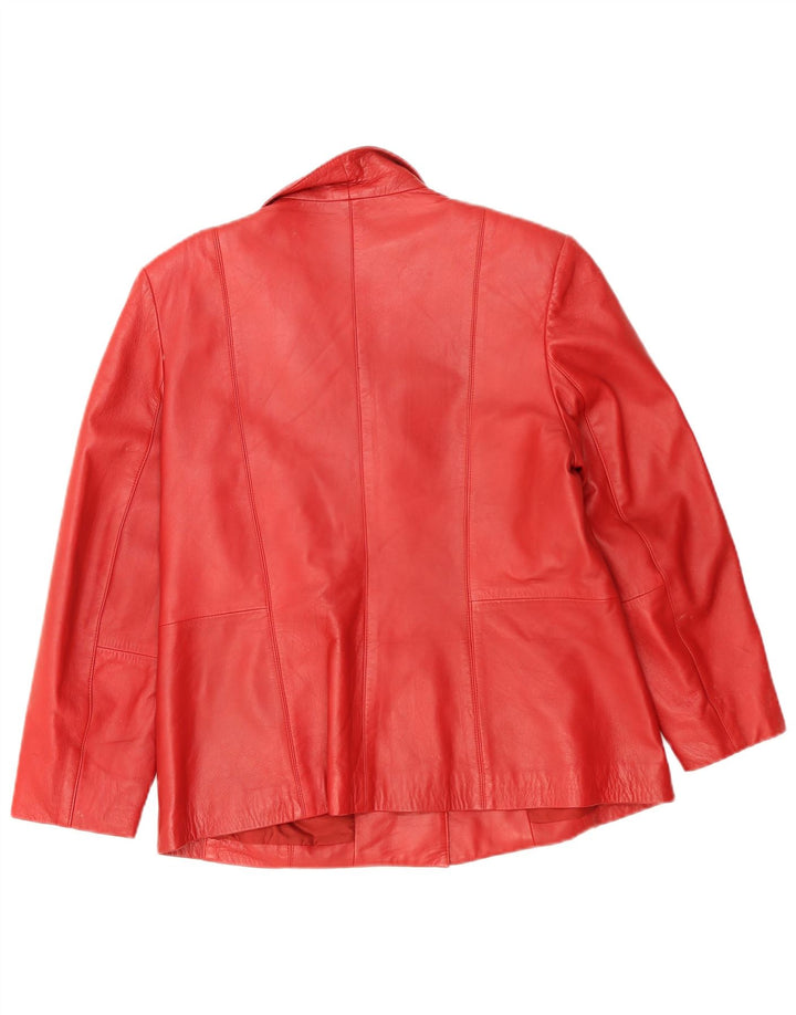Vintage mujer 3 botones cuero Blazer chaqueta IT 46 cuero rojo grande
