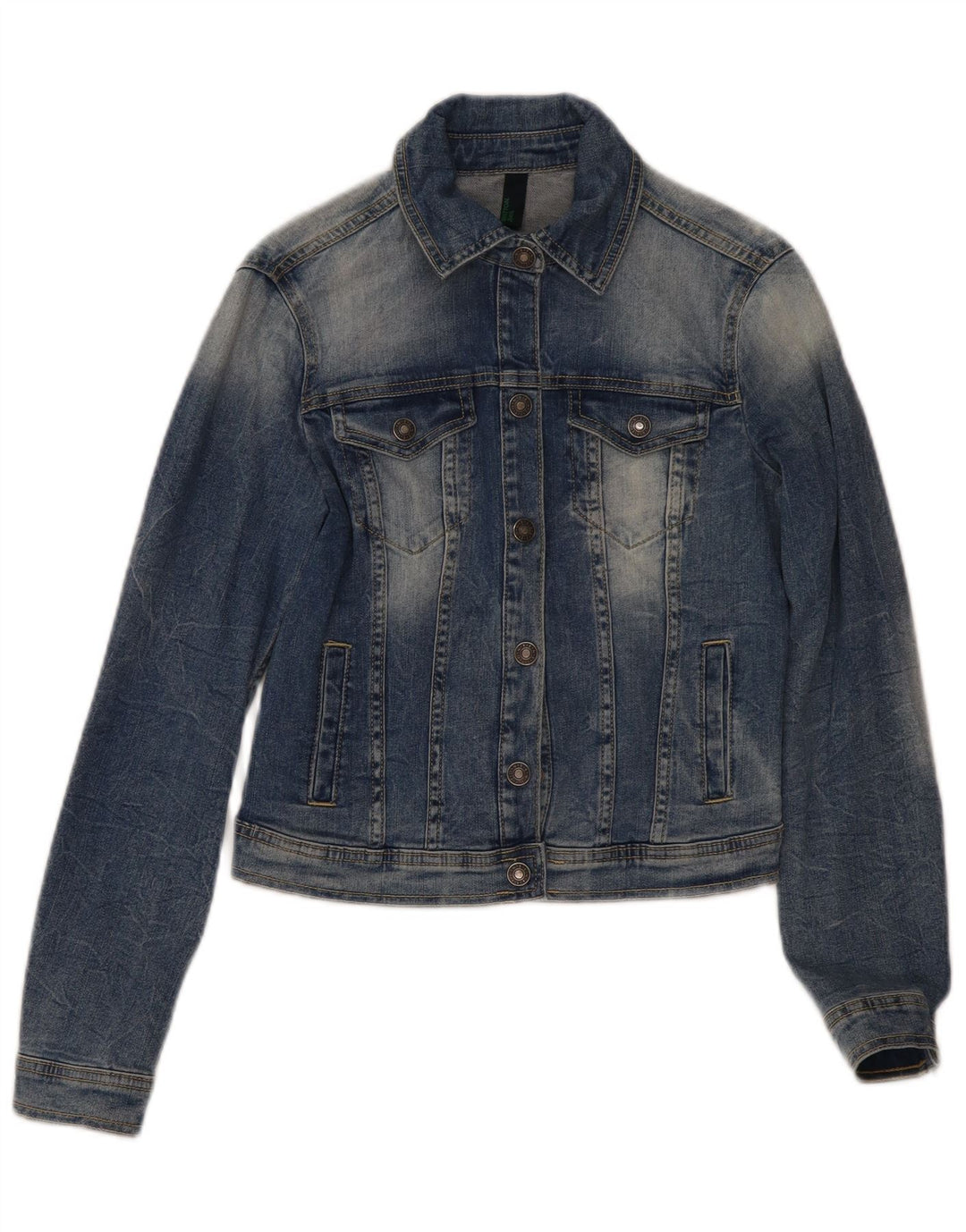 Benetton Chaqueta Vaquera Corta Mujer UK 40 Small Algodón Azul