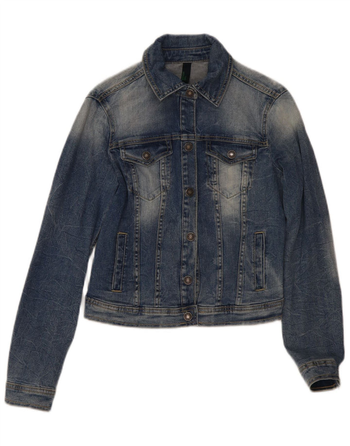 Benetton Chaqueta Vaquera Corta Mujer UK 40 Small Algodón Azul