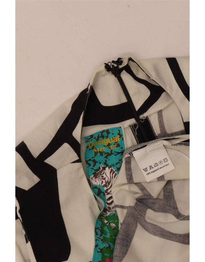 Desigual Vestido Acampanado Sin Mangas Con Patrón Abstracto EU 38 Medium White