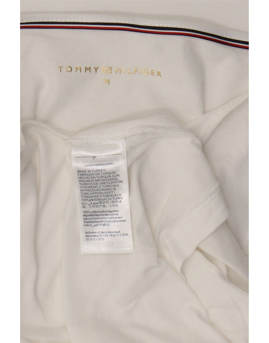 Tommy Hilfiger Top para mujer manga 3/4 UK 14 Algodón blanco mediano