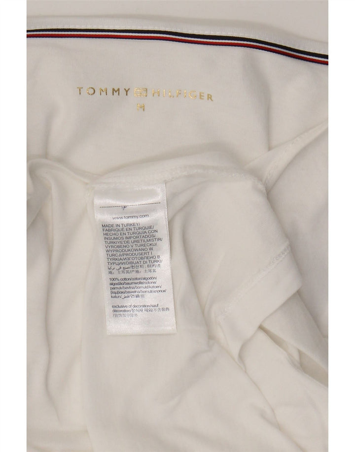 Tommy Hilfiger Top para mujer manga 3/4 UK 14 Algodón blanco mediano