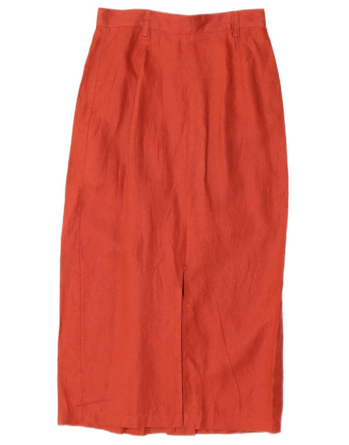 BENETTON Falda midi de talle medio para mujer IT 44 Medium W26 Lino rojo