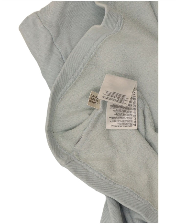 Adidas Hombre Zip Neck Top Manga Larga Algodón Azul Medio