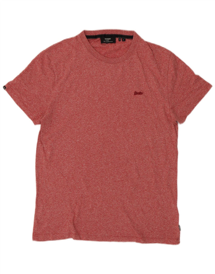SUPERDRY Camiseta para hombre Top Large de algodón moteado rojo