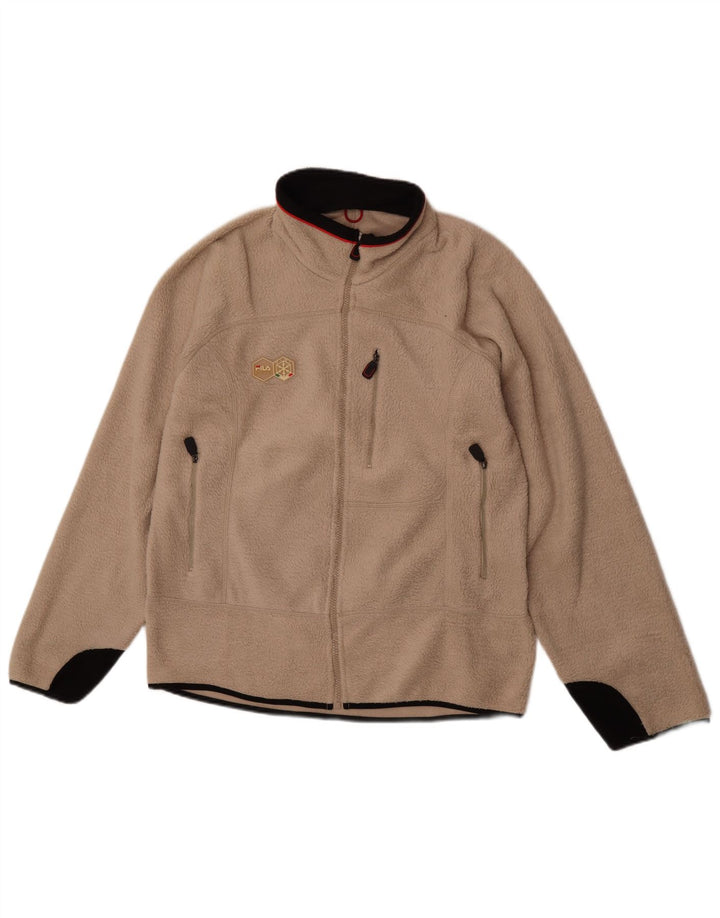 Fila Chaqueta polar para hombre UK 40 Large Beige Colorblock Poliéster