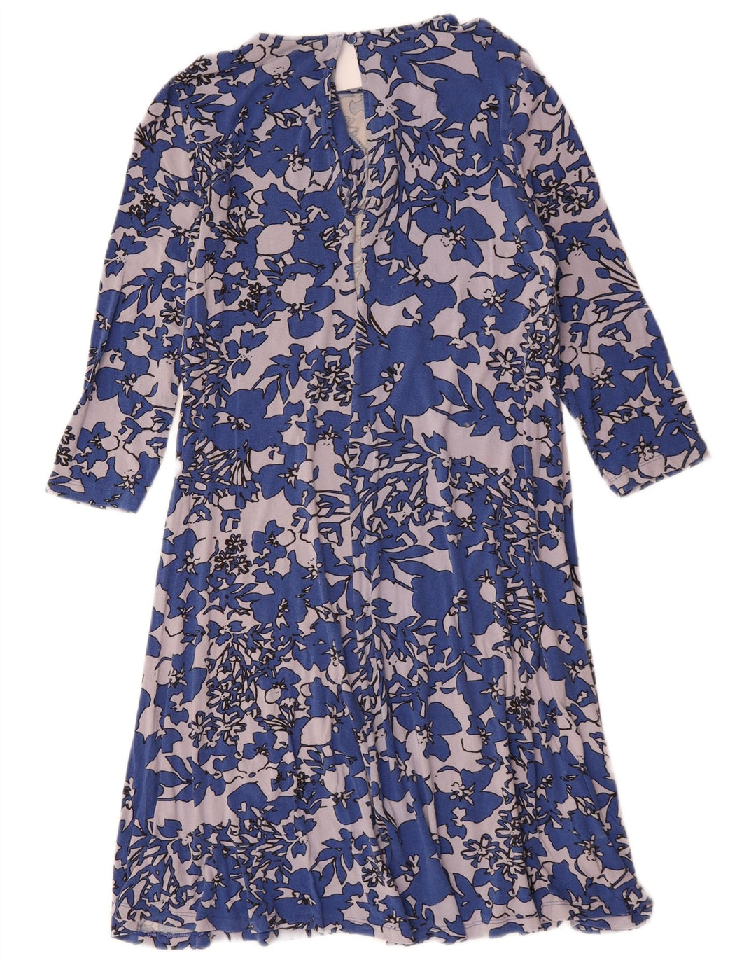 Marks & Spencer Vestido recto de manga 3/4 para mujer UK 42 Azul medio Floral
