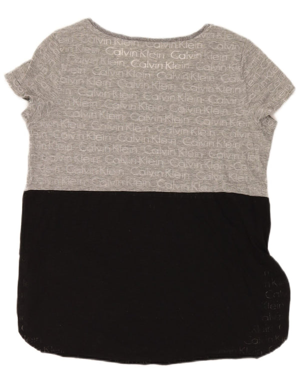Calvin Klein Jeans Camiseta gráfica para mujer Top UK 44 Gris medio Colorblock
