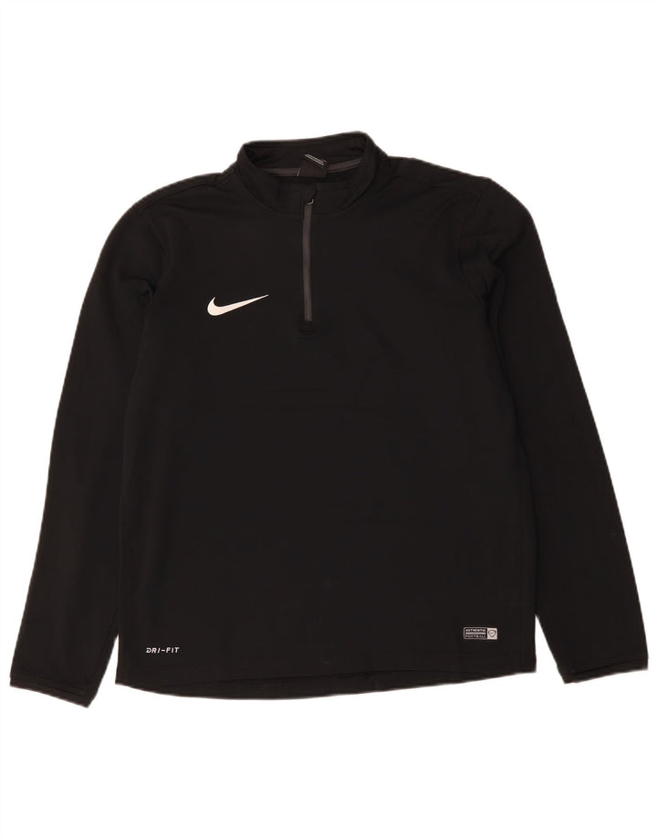 NIKE Hombre Dri Fit Zip Neck Jersey Chándal Top Mediano Poliéster Negro