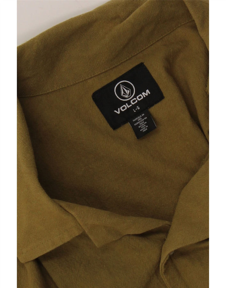 Volcom Camisa de manga corta para hombre, talla grande, color caqui