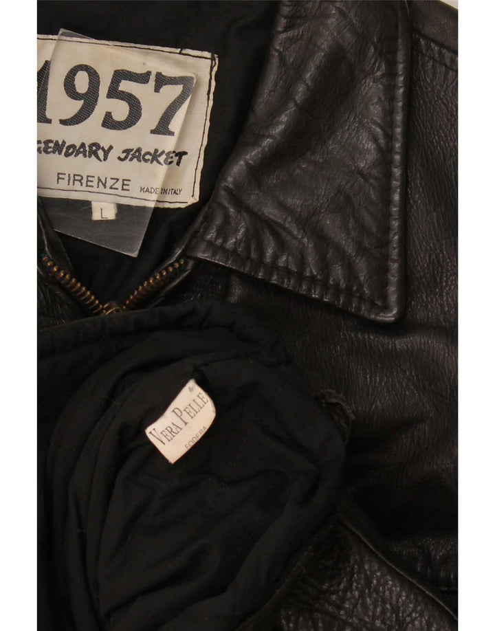 Chaqueta legendaria 1957 Chaqueta de cuero para hombre UK 40 Grande Negro