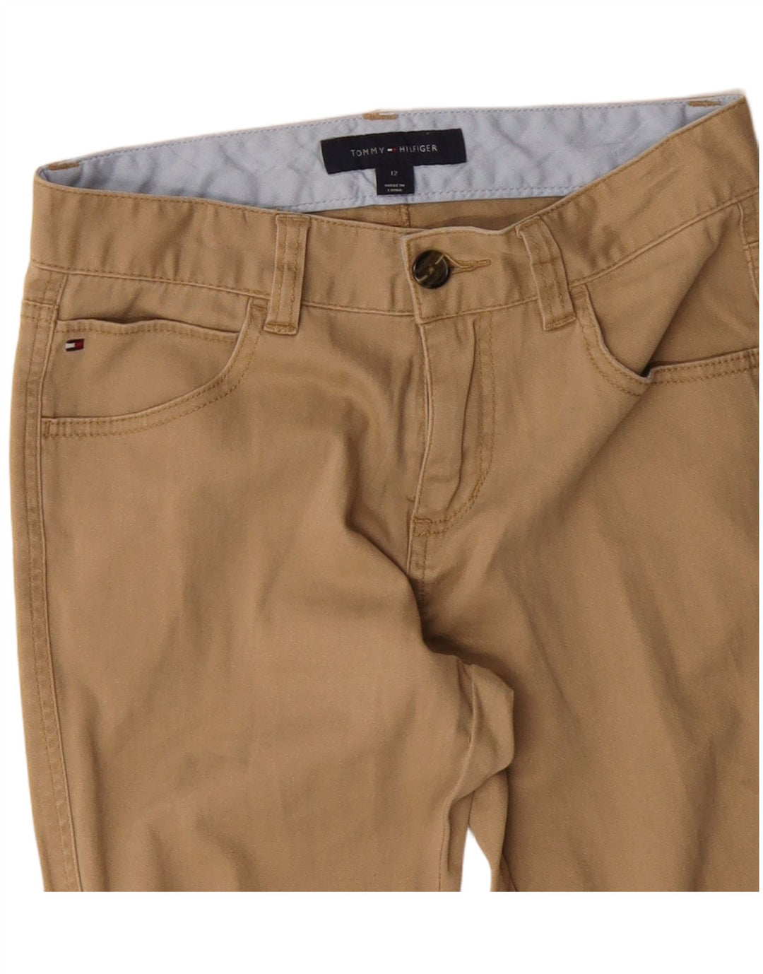TOMMY HILFIGER Pantalones casuales ajustados para niños 11-12 años W28 L26 Algodón beige