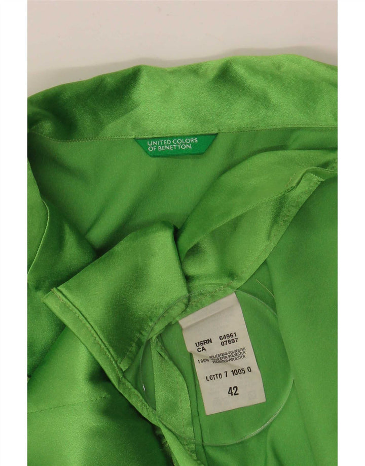 Benetton Blusa Camisa Mujer IT 42 Verde Medio Poliéster