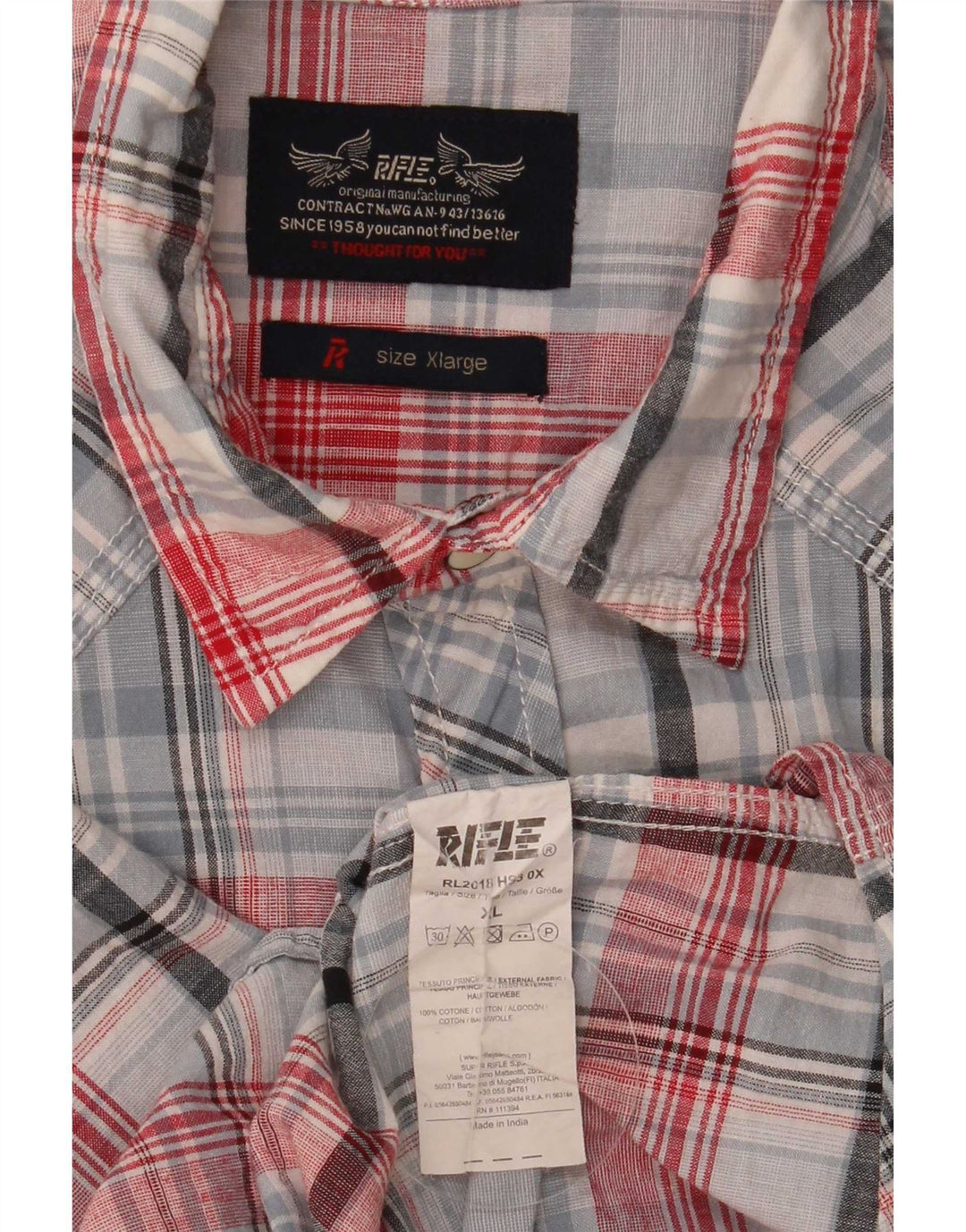Camisa de manga corta para hombre Rifle XL Algodón a cuadros multicolor