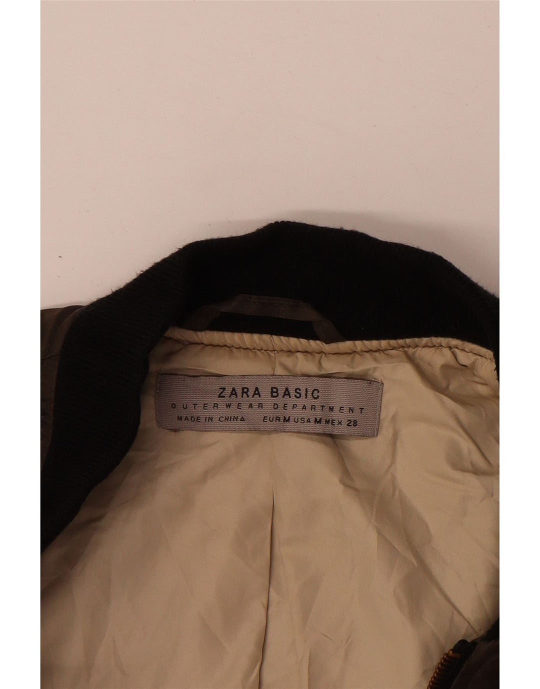 ZARA Mujer Chaqueta Bomber Corta Extragrande UK 44 Marrón Medio