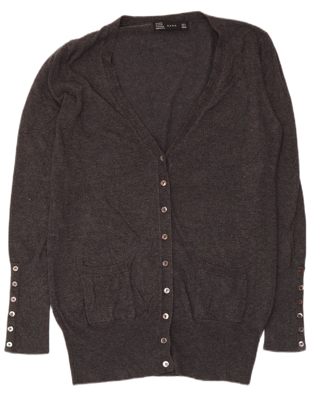 Zara - Cárdigan para mujer, talla 40, talla grande, rayón gris