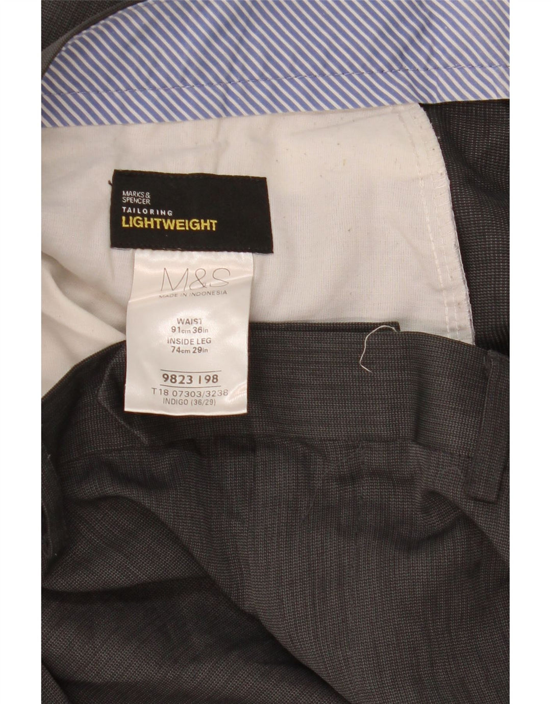 Marks & Spencer Pantalones de traje rectos de corte entallado para hombre W36 L29 Gris