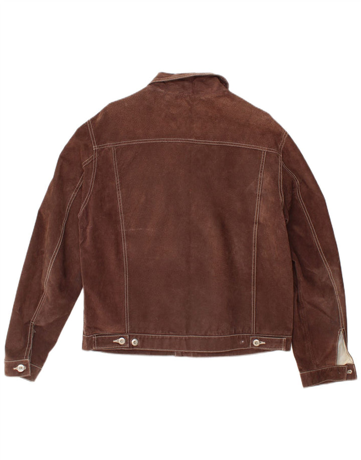 Metropolitan Chaqueta Bomber De Ante Para Hombre IT 48 Cuero Marrón Medio