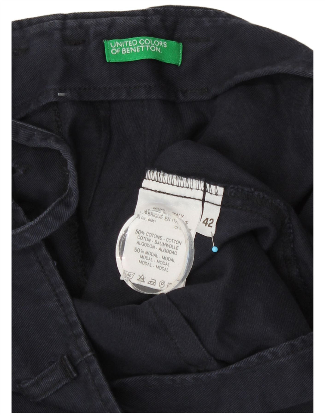 Falda Maxi Mujer Benetton IT 42 Medium W28 Azul Marino Algodón