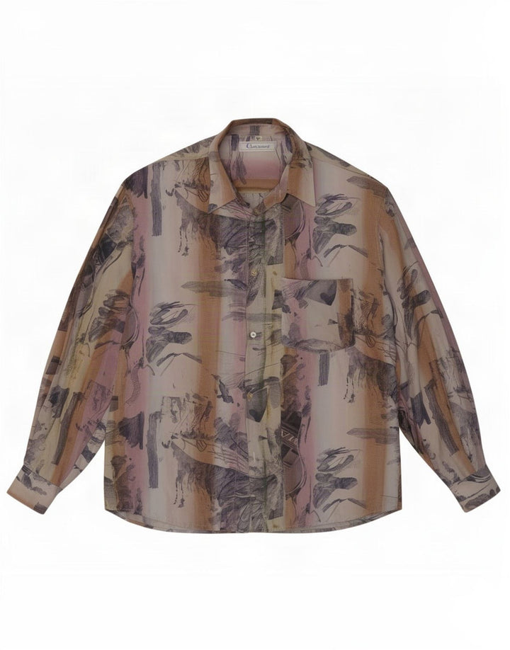 Touche Camisa con estampado abstracto para hombre, talla grande, viscosa multicolor