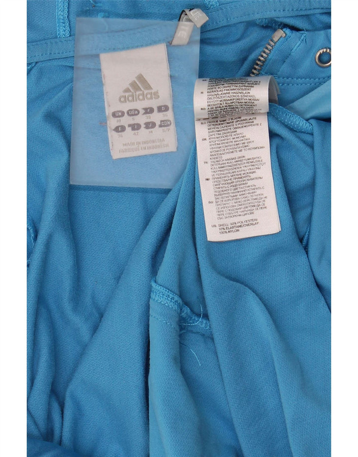 Adidas - Sudadera con capucha y cremallera para mujer, talla 10, poliéster azul pequeño