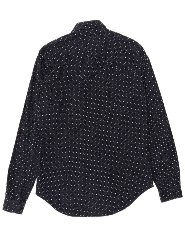 ZARA Hombre Camisa Slim Fit Azul Marino Medio Geométrico