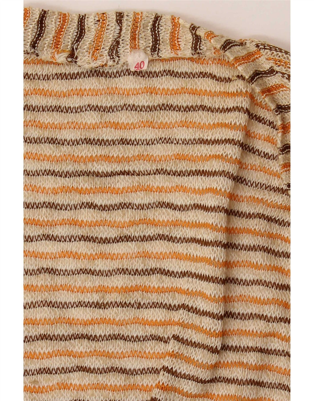Vintage mujer crop cardigan top EU 40 medio beige rayas