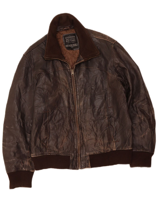 VINTAGE Chaqueta de cuero para mujer Reino Unido 18 XL Cuero marrón