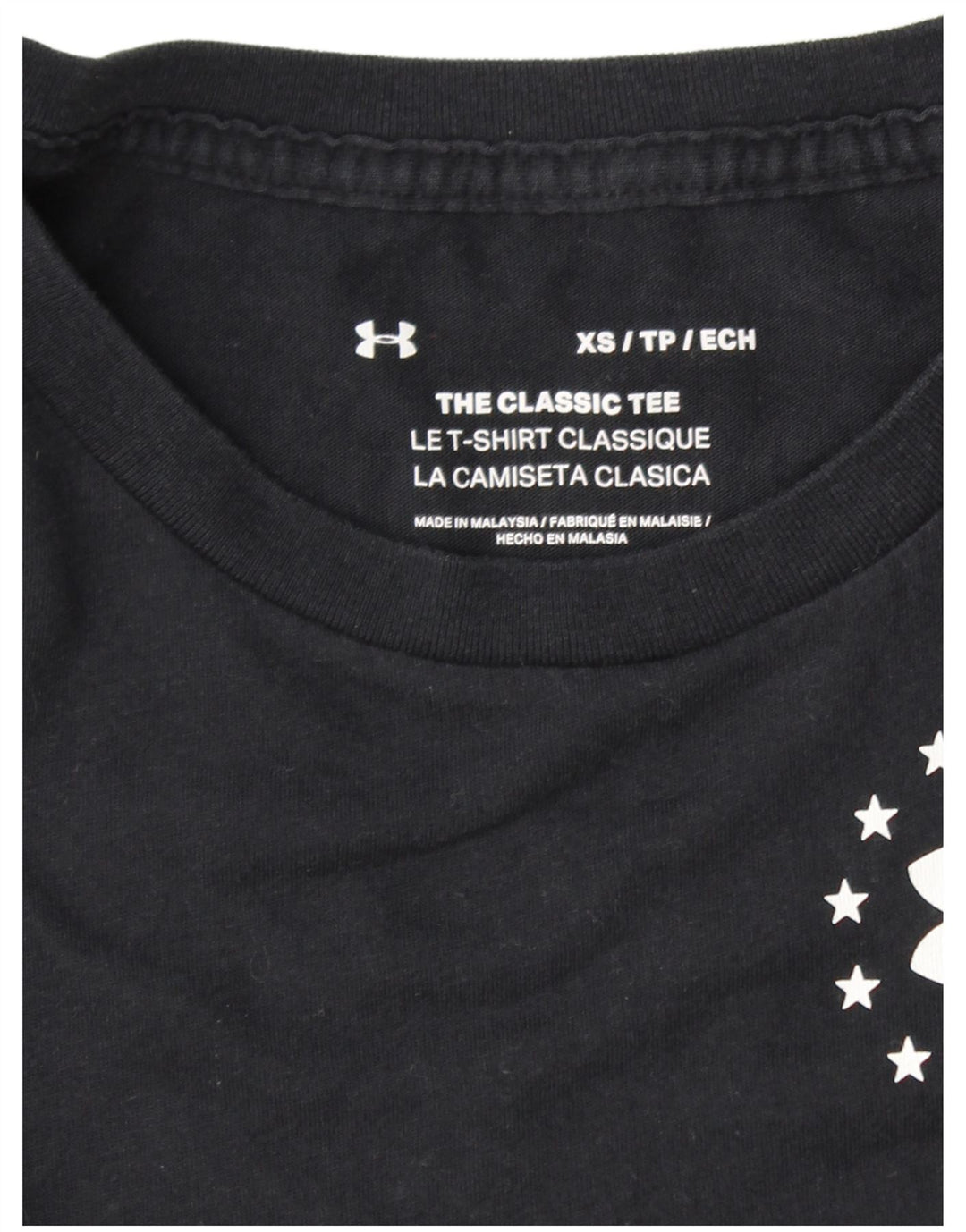 UNDER ARMOUR Camiseta gráfica para mujer Top UK 6 XS Negro Rayas