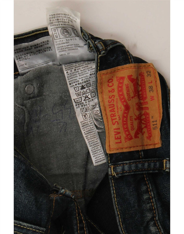 Levi's Hombre 511 Slim Jeans W38 L29 Algodón Azul Marino