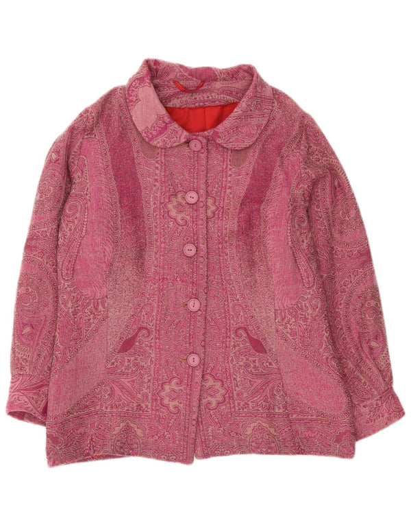 Vintage mujer bomber chaqueta Reino Unido 16 grande rosa Paisley