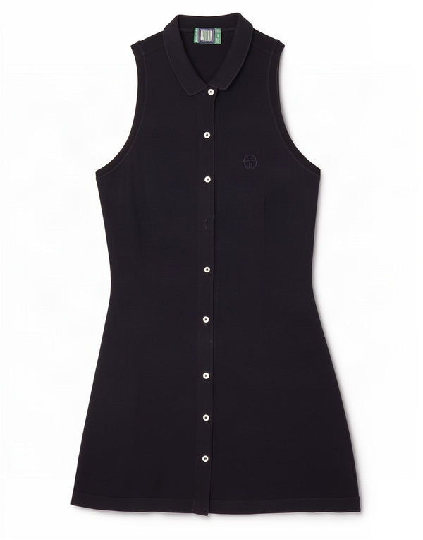 Sergio Tacchini Vestido camisero sin mangas para mujer IT 42 Medium Azul marino Algodón