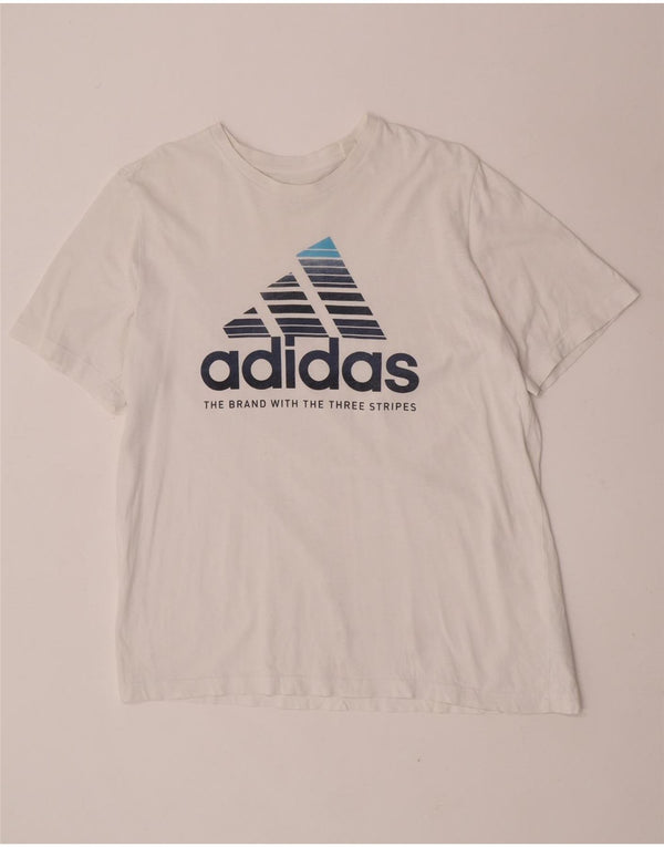 Adidas - Camiseta gráfica para hombre, talla grande, algodón blanco