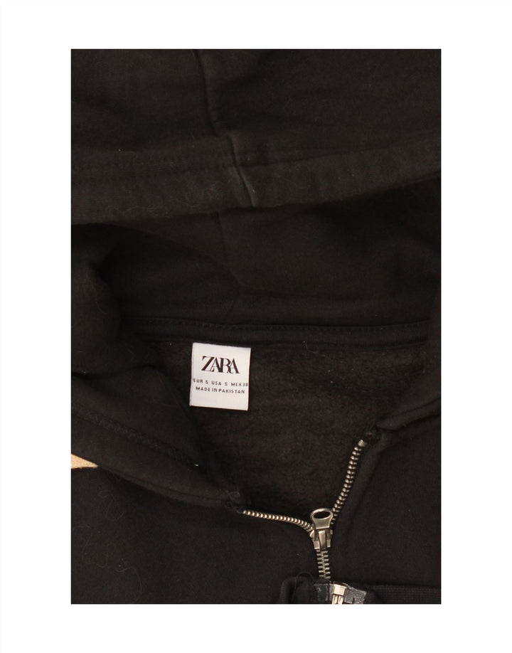 Zara Mens Zip Sudadera Con Capucha Suéter Pequeño Negro