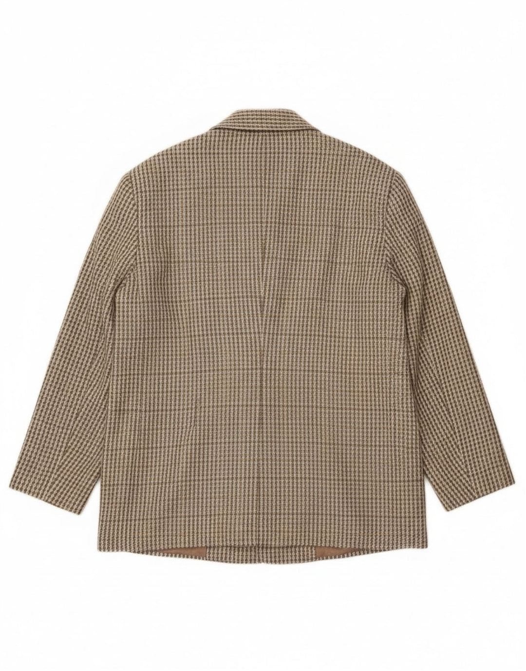 Vintage mujer 2 botones Blazer chaqueta IT 46 grande caqui Gingham lana