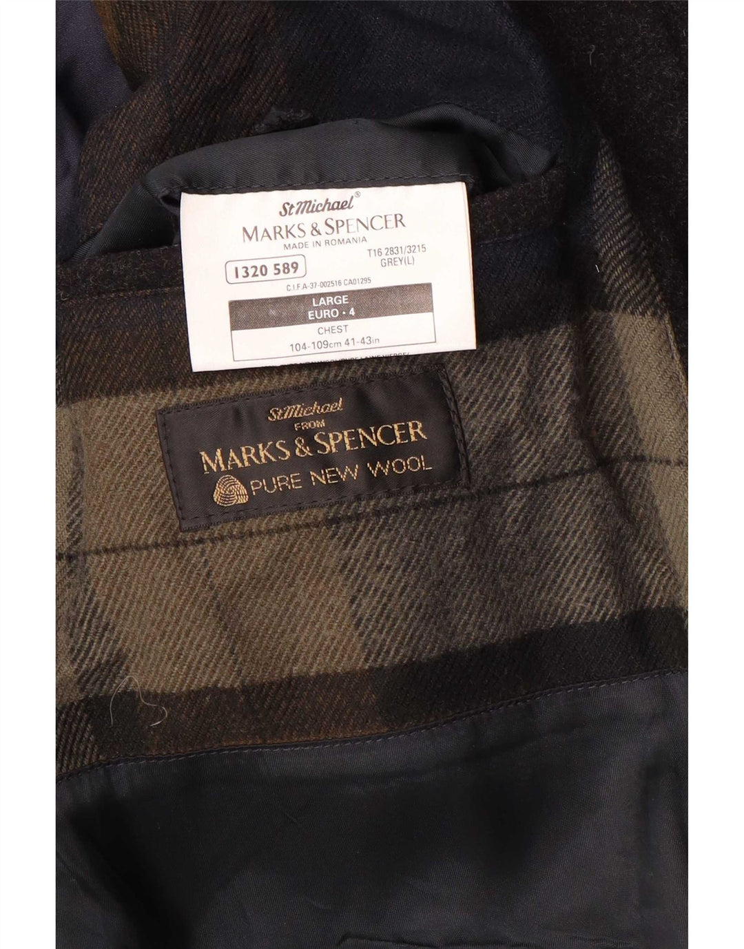 Marks & Spencer Abrigo para hombre Reino Unido 40 Grande Gris Lana Virgen