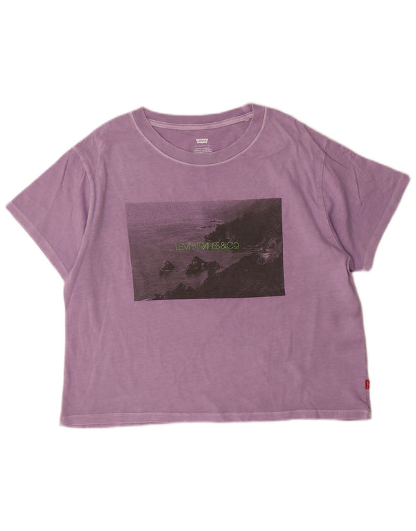 Levi's Camiseta con gráfico extragrande para mujer UK 10 Small Algodón morado
