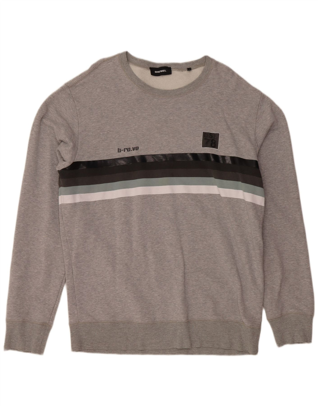 DIESEL Sudadera Jumper XL Gris Rayas Algodón Hombre