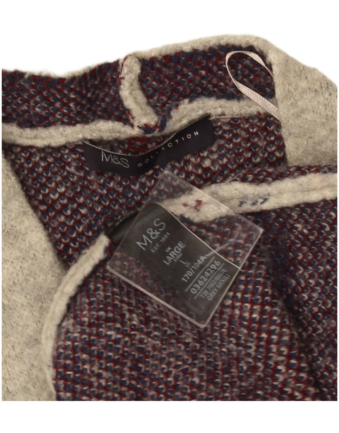 Marks & Spencer Suéter tipo cárdigan largo para mujer UK 46 Large Grey Check